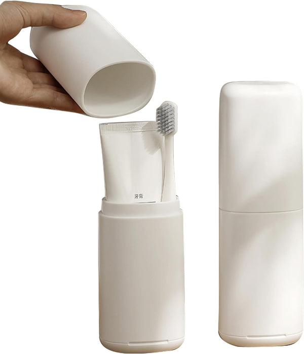 Travel Toothbrush Case Container Cups, Portable Holder Kit with Cover for Toothpaste and Toothbrush, Ideal for Camping