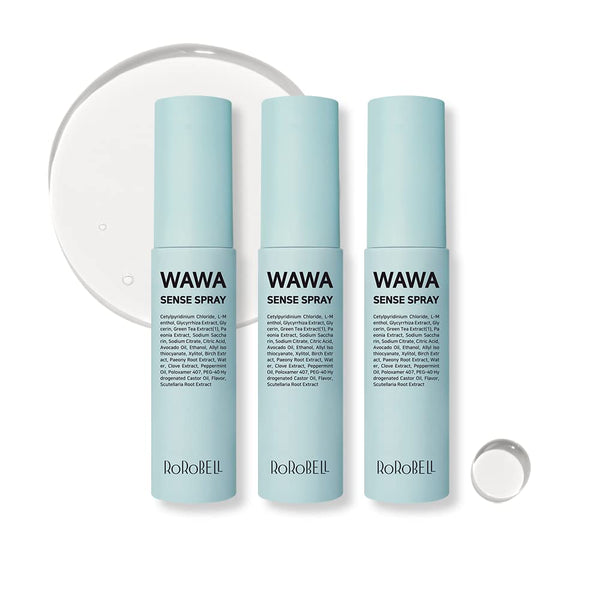 ROROBELL Wawa Sense Spray Oral Care Mouth Freshener, Fights Bad Breath (1/3 Fl Oz, Pack of 3)