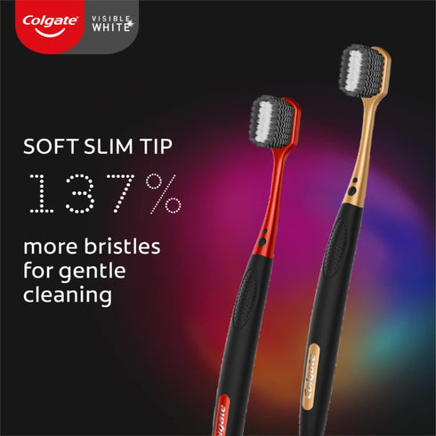 O2 2 Colgate Visible White Manual Toothbrush for Adults- Pcs, Helps Prevent Bad Breath, Cavities, Enamel & Gum