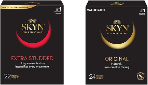 SKYN Extra Studded 22 Count Ultra Thin Natural Feel Condoms with 24 Count