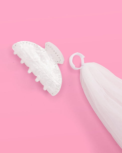 xo, Fetti Bride Veil Claw Clip | Bachelorette Party Decorations Rhinestone Detachable Veil Claw Clip | Bach Accessory, Bride To Be Gift, Bridesmaid Favors