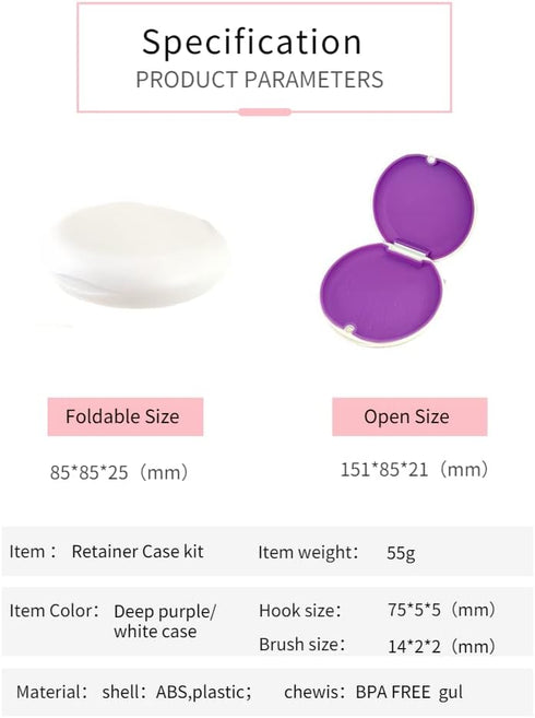 Alliph Slim Retainer Case, Traveling Holder for Mouth Guard, Magnetic Close Waterproof Denture Case with 1 Remover