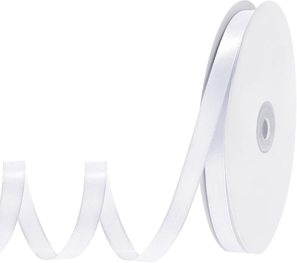 White Ribbon 120 Yards, 3/8 Inch Thin White Satin Ribbon for Gift Wrapping, Flower Bouquets, Wedding Decoration
