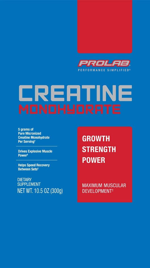 ProLab Creatine Monohydrate Micronized Powder, Sports Nutrition Supplement for Muscle Mass, Strength, Endurance (300g)