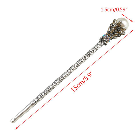 yueton Pack of 2 Vintage Rhinestone Pearl Hair Stick, Vintage Hair Chopsticks Hairpin Chignon Pin (Coffee)