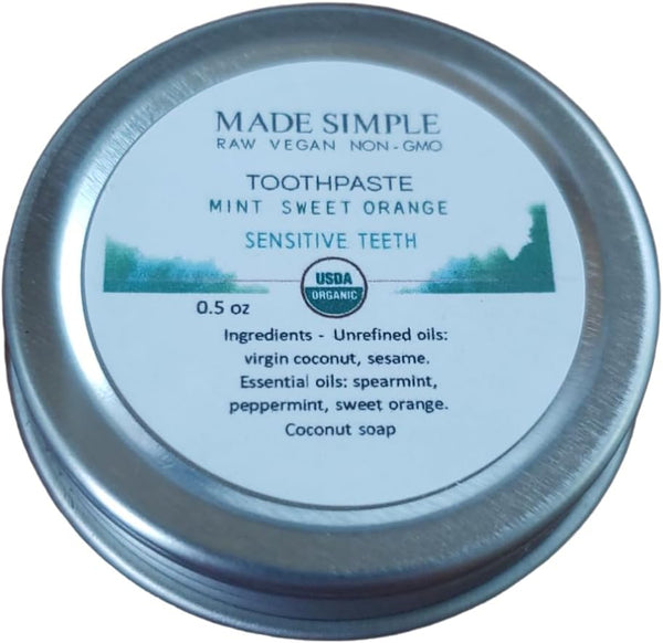 Mint Sweet Orange Toothpaste Sample for Sensitite Teeth - Certified Organic, Fluoride-Free,