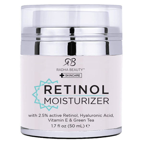 Radha Beauty Moisturizing Miracle Retinol Cream for Face, 2.5% Retinol, Hyaluronic Acid, 1.7 fl oz