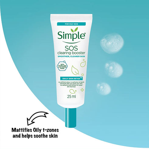 Simple Daily Skin Detox SOS Clearing - Long-lasting Shine & Blemish Control with Thyme, Zinc, and Witch Hazel (25ml)