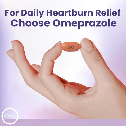 C'rcle Omeprazole 20mg Tablets 42 Ct - Heartburn Medicine, Acid Reducer for Frequent Relief, Delayed Release for Daily