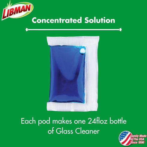 Libman Iluma Glass & Mirror Cleaner, 24 fl oz Refillable Bottle with 5 Total Concentrated Dissolvable Pods