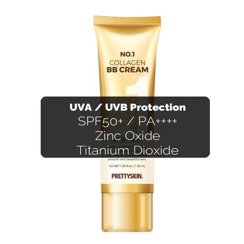 PS.PRETTYSKIN NO1 Anti-Wrinkle Collagen Facial BB Cream SPF50+ / PA++++ (1.69 fl. oz.) with Zinc Oxide & Titanium
