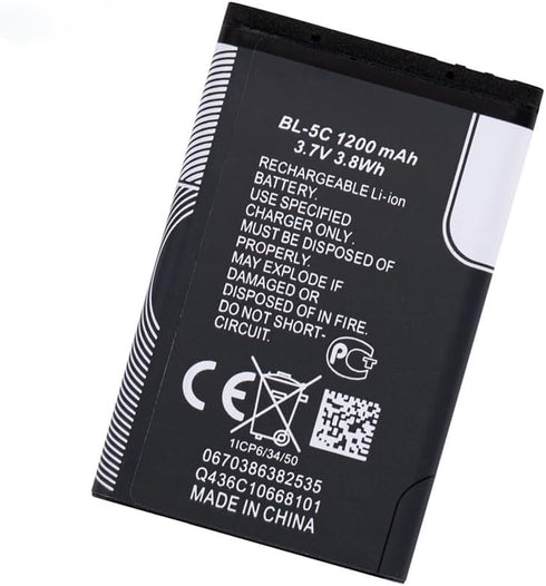 Lumaoer 2PCS 3.7V 1200mAh BL-5C Rechargeable Battery Suitable for Household Radio with Current