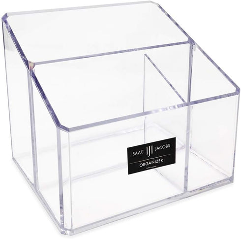 Isaac Jacobs Clear Acrylic 3-Compartment Organizer - Remote Holder & Multi-Functional Storage Solution