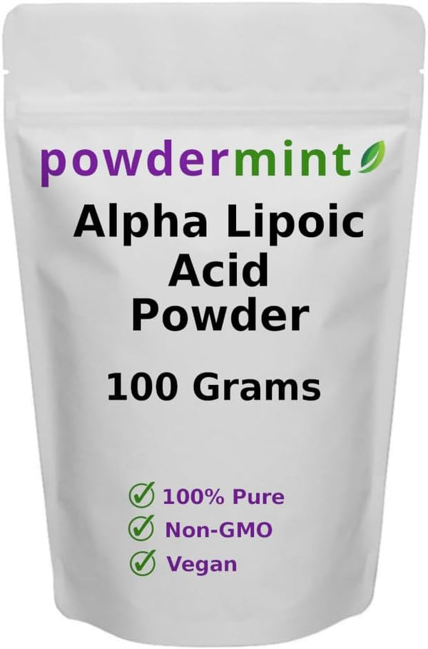 Alpha Lipoic Acid Powder (RS-ALA, Pure ALA) Antioxidant Supplement, 100 Grams with Scoop Included