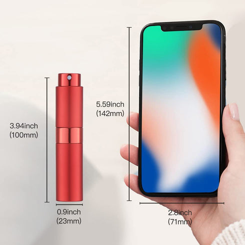 LISAPACK 8ML Atomizer Perfume Spray Bottle for Travel, Empty Refillable Cologne Dispenser, Portable Sprayer, Red