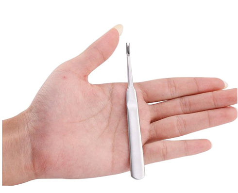 Professional Silver Stainless Steel Finger Cuticle Cleaner Fork Pusher, Nail Art Tools for Unisex