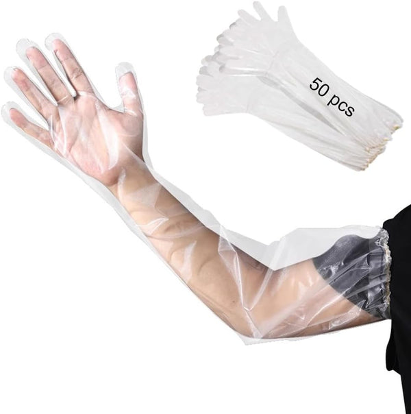 50pcs Disposable Long Arm Gloves, 23.6inch Household Cleaning Gloves, Thick Kitchen Dishwashing Gloves