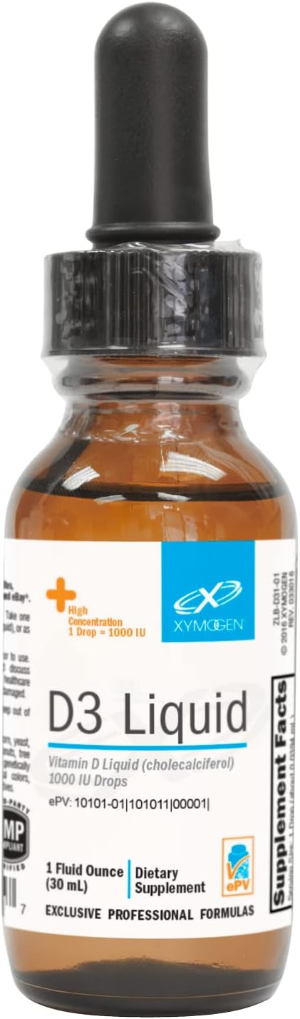 XYMOGEN D3 Liquid Vitamin D Drops 1000 IU per Drop - Supports Immune Health, Bone + Heart Health - Micro-Emulsified (1