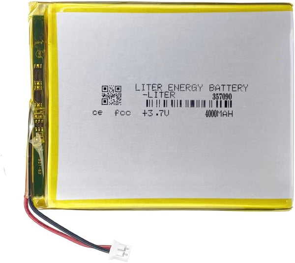 3.7V 357090 4000mAh Lithium Polymer Ion Battery - Rechargeable Battery Pack with JST Connector