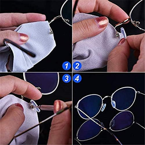 Eyeglass Nose Pads Screw-in Repair Kit, Anti-Slip Soft Silicone Air Chamber Bag with Screws and Screwdriver for Glasses