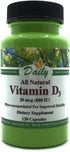 Daily Manufacturing Vitamin D3 800 IU (20 mcg), Non-GMO & Certified Kosher, 120 Vegetarian Capsules