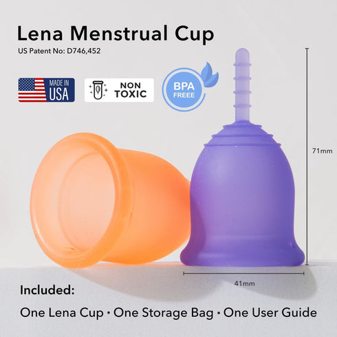 Lena Menstrual Cups - Reusable Period Cup, Silicone Menstrual Cup for Super Heavy Flow, Large, Gray