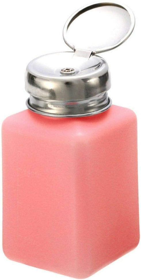 VizGiz 3 Pack Alcohol Dispenser 200ml Empty Push Down Nail Polish Remover Pump with Metal Flip Cover for Technical Use