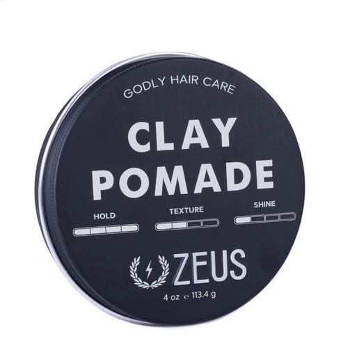 ZEUS Clay Pomade for Men - Matte Finish, Water Soluble & Extra Firm Hold Hair Styling Clay Pomade (4 oz.)