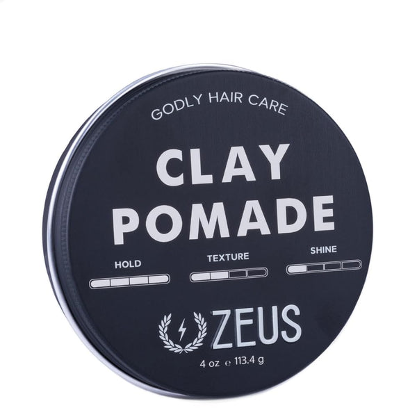 ZEUS Clay Pomade for Men - Matte Finish, Water Soluble & Extra Firm Hold Hair Styling Clay Pomade (4 oz.)