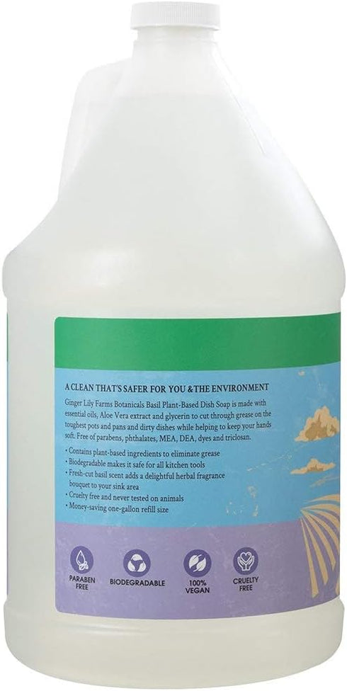 Ginger Lily Farms Botanicals Plant-Based Liquid Dish Soap - Concentrated Formula with Max Grease Cleaning Power - 1