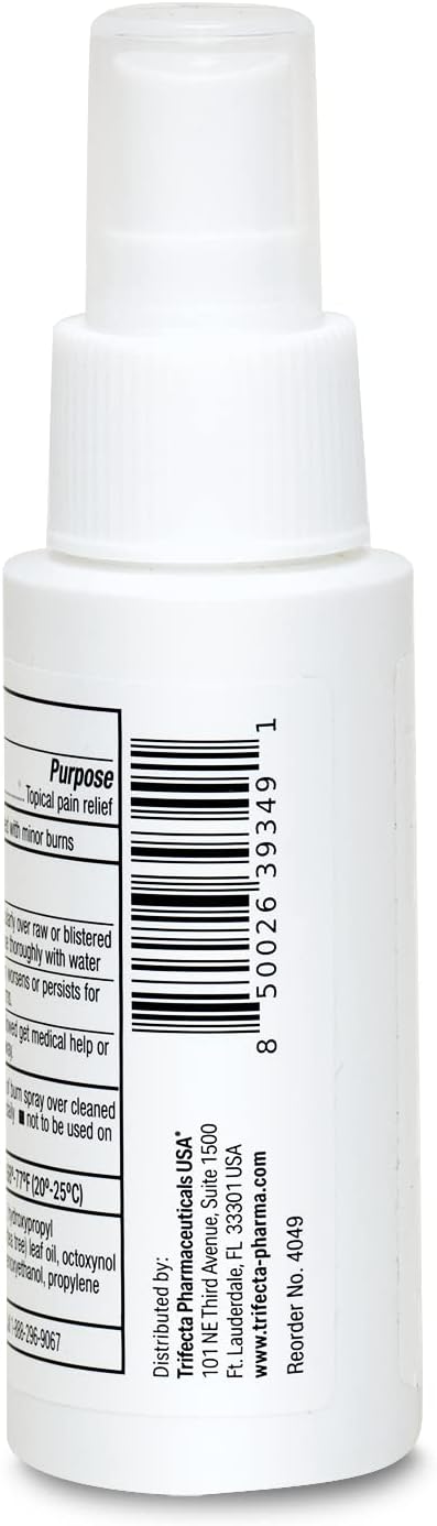 Globe Burn Spray, 2 oz Lidocaine 2% Topical Anesthetic Pain Relief and Numbing Spray (3 Pack)