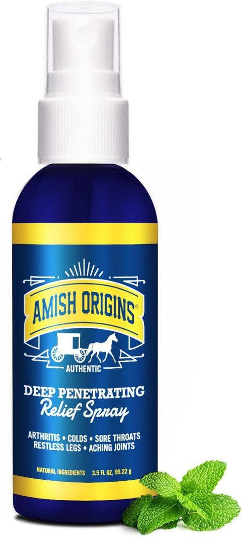 Amish Origins Deep Penetrating Pain Relief Liquid Spray - Fast-Acting Natural Relief for Muscle Aches, Joint Pain, 3.5
