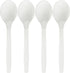 Kitchen Selection White Deluxe Soup Spoons - 50 Pack - Classic Disposable Plastic Cutlery for Parties, BBQs & Catering