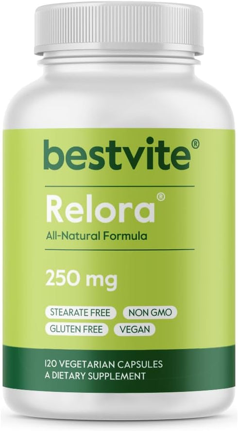 BESTVITE Filler-Free Relora, 250mg (120 Vegetarian Capsules) – Clinically Researched, Vegan, No Fillers, Supports