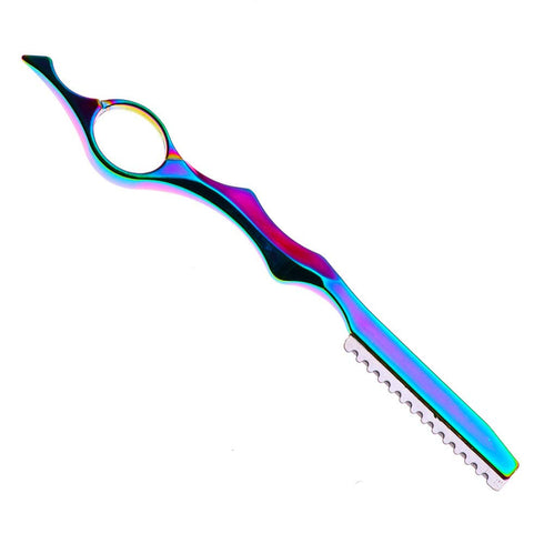 Professional Hair Styling Feather Razor + 10 Replacement Blades, Stainless Steel, Rainbow Color