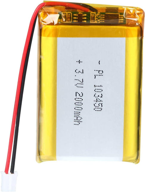 3.7V 103450 2000mAh Lipo Battery, Rechargeable Lithium Polymer Ion with JST Connector, Replace 103454 963450