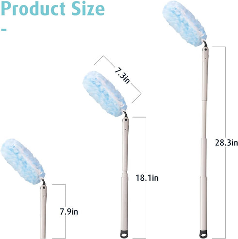 Duster Refills Kit, 30 Count Disposable Microfiber Duster Refills, 360 Heavy Duty Feather Duster with Handle