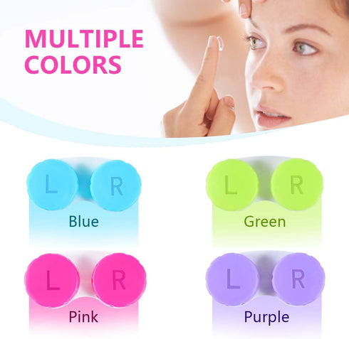 KISEER 24 Pack (4 Colorful Cute Contact Lens Case Bulk Box Holder Container Soak Storage Kit Color)