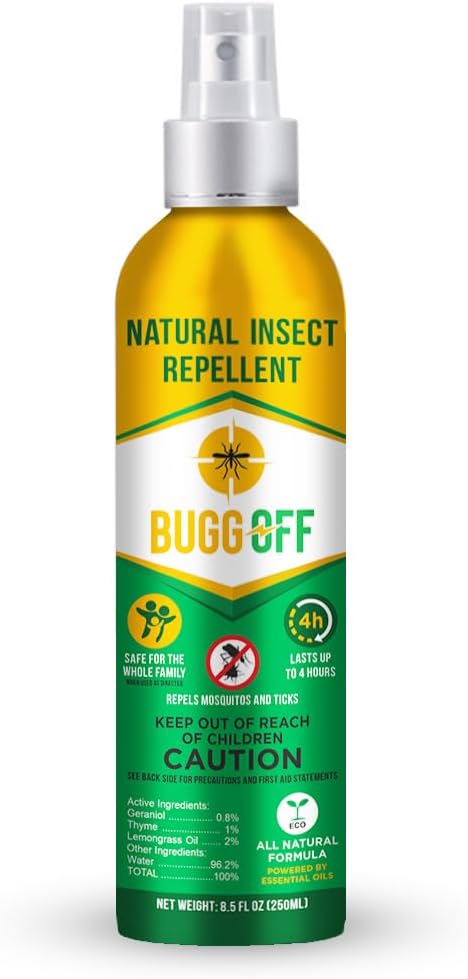 Natural Mosquito, Gnats & Tick Spray Repellent, 8.5 FL OZ Deet Free, Made with Essential Oils, Lasts 4 Hours