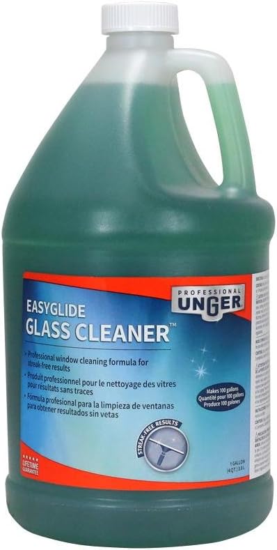 Unger Professional Streak-Free EasyGlide Glass Cleaner Concentrate, 1 Gallon – Ammonia-Free, Makes 100 Gallons of Solution, Safe for Tinted Windows, LOW-E Glass, Windshields & Mirrors
