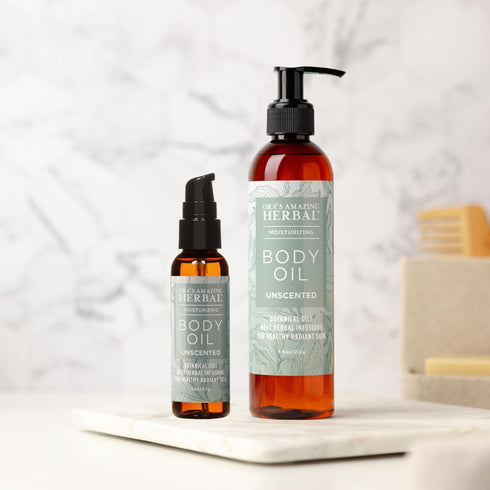 Unscented Body Oil Travel Size with Pump - Fragrance Free Massage Oil for Men and Women with Grapeseed & Jojoba
