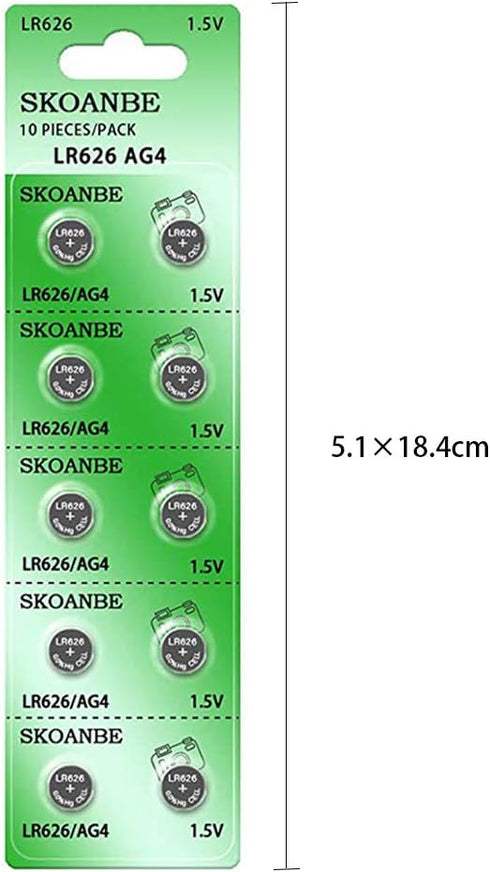 SKOANBE 50PCS SR626SW LR626 AG4 1.5V Button Coin Cell Watch Battery