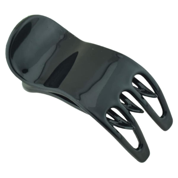 Parcelona French Simply Bear Paw Black Medium 3" Celluloid Side Slide In Jaw Hair Claw Clip for Women