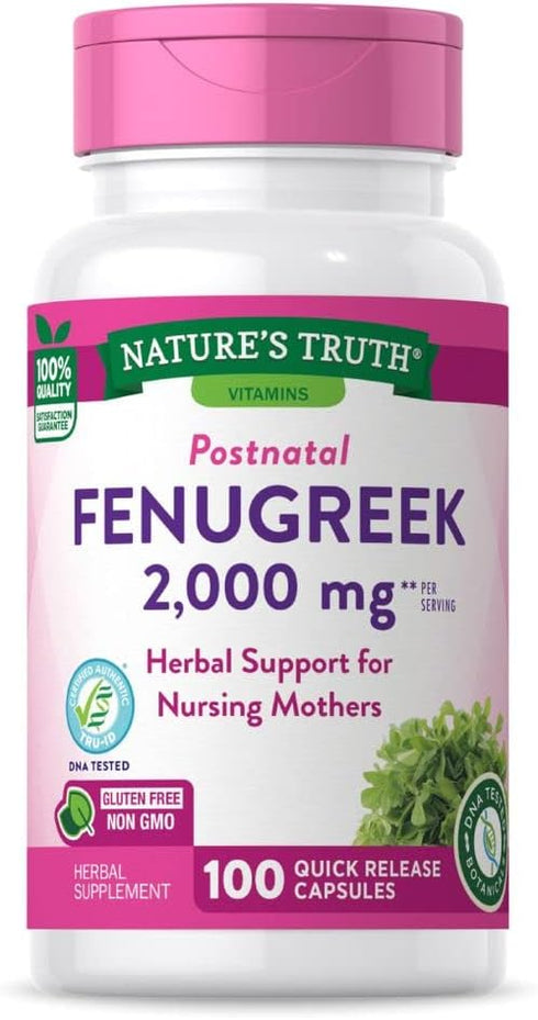 Nature's Truth Fenugreek 2000 mg Supplements, 100 Count (Pack of 1)