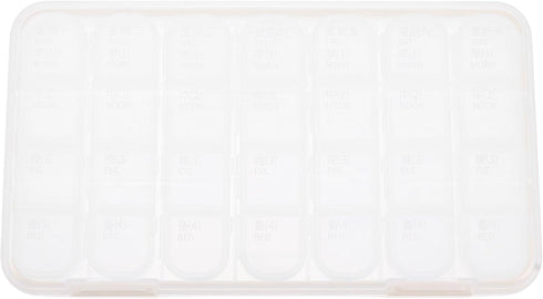 HAKIDZEL Weekly Pill Organizer 28-Compartment Portable Medicine Storage Case Plastic Container with Divider