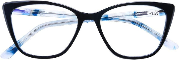 DOOViC Computer Reading Glasses, Blue Light Blocking Anti Eyestrain Fashion Cat Eye Readers for Women 1.5 Strength