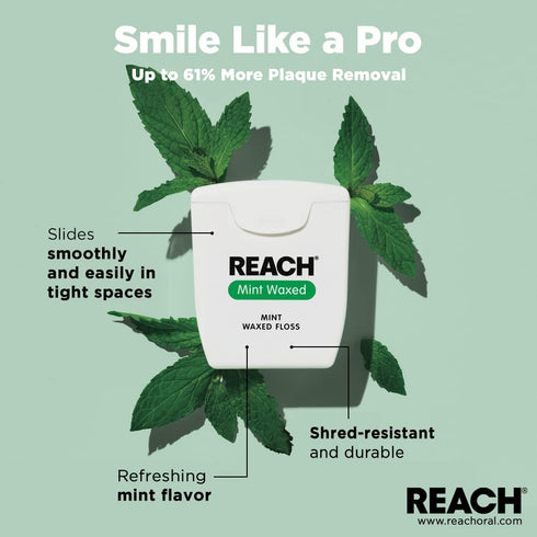 REACH Mint Waxed Floss 200 Yards (Pack of 4) 7200 Inch