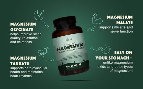 Natural Rhythm Triple Calm Magnesium 150 mg, 120 Capsules, Magnesium Complex for Rest and Relaxation