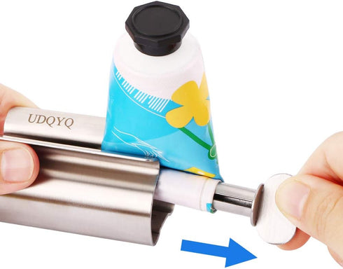 Metal Toothpaste Squeezer - UDQYQ Stainless Steel Tube Wringer, Toothpaste Holder Stand in Silver