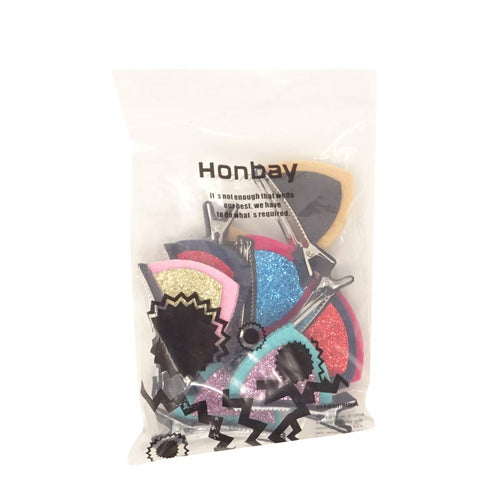 Honbay Sparkle Shiny Sequin Felt Cat Ear Hair Clips, 10PCS (5 Pairs) Cute Animal Alligator Hair Clips